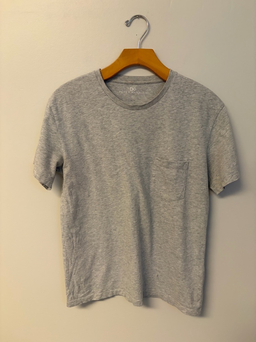 Grey Crewneck Pocket T-Shirt Peter Manning NYC 2 S Pima Cotton